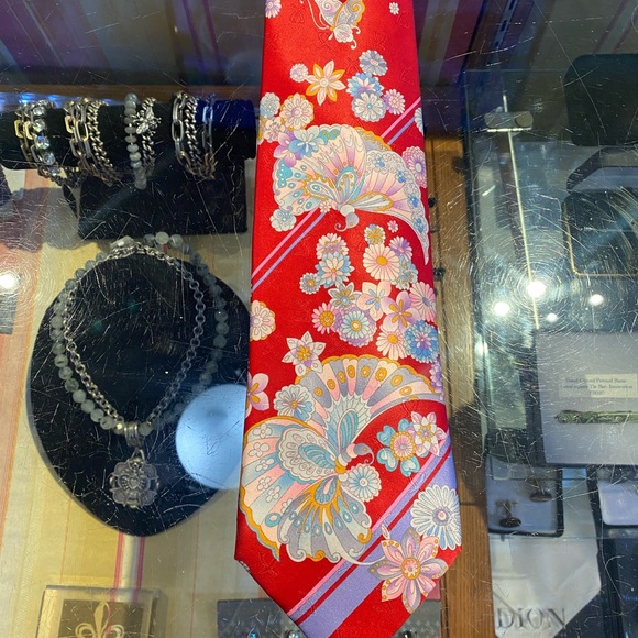 Leonard Paris Red Floral Tie